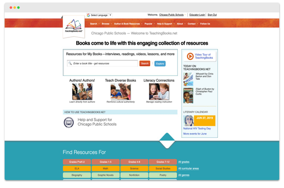 The previous TeachingBooks homepage.